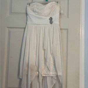 My Michelle White Strapless High-Low Sundress